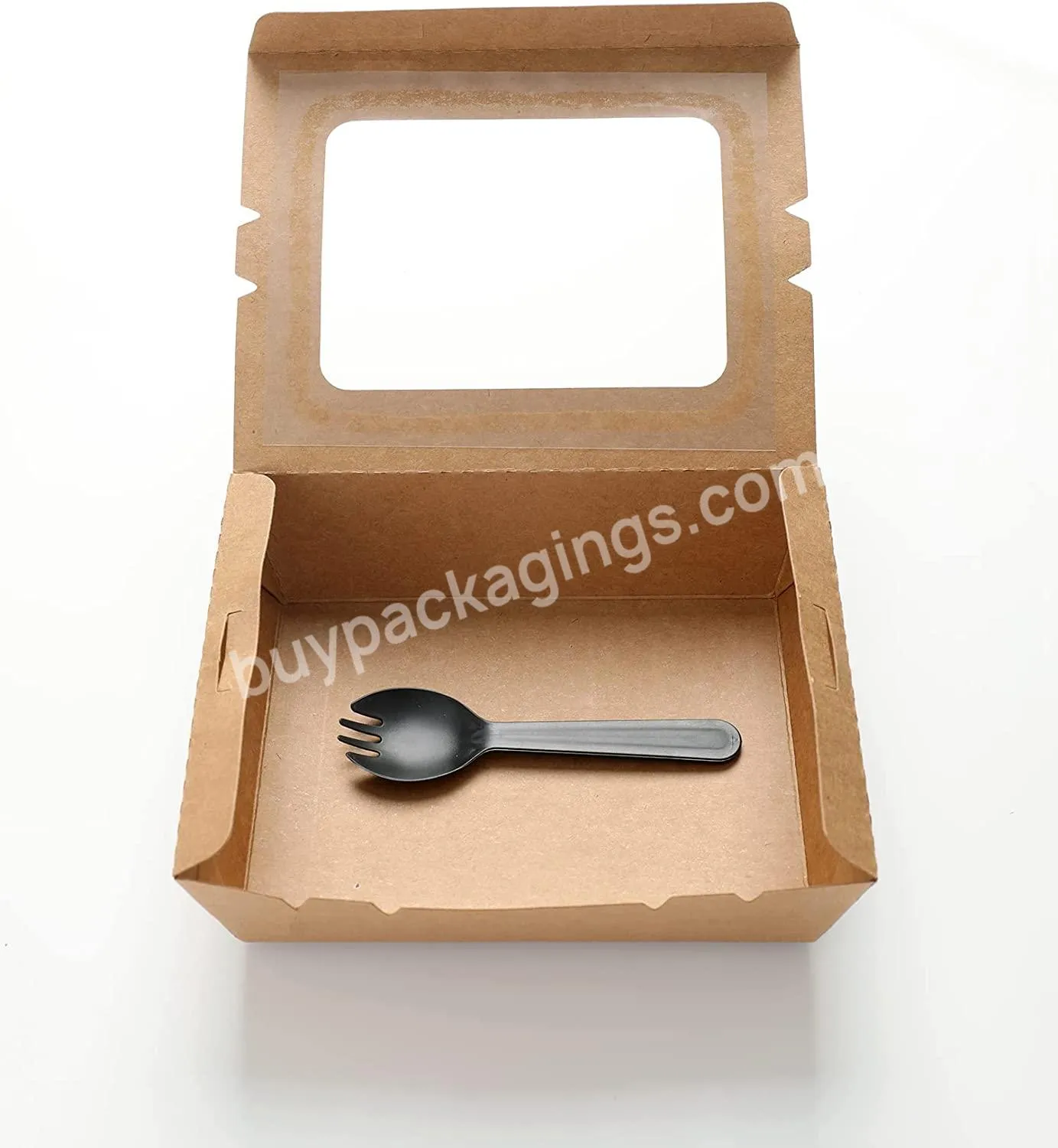 Take Out Disposable Food Containers,Kraft Brown Food Boxes,With Individually Packaged Forks - Buy Takeaway Packaging Box,Disposable Boxes For Food,Disposable Food Containers.
