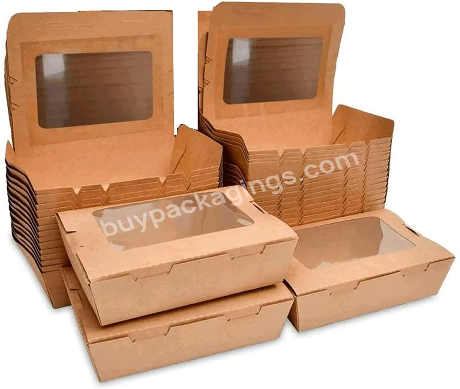 Take Out Disposable Food Containers,Kraft Brown Food Boxes,With Individually Packaged Forks - Buy Takeaway Packaging Box,Disposable Boxes For Food,Disposable Food Containers.