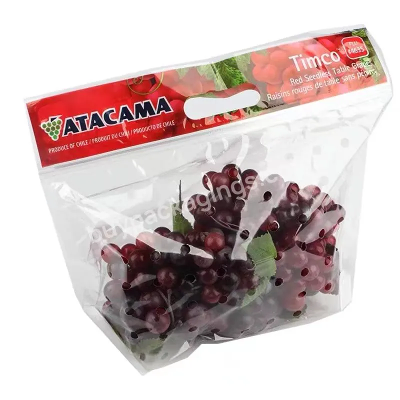Vegetable Freshness Fruit Grapes Cherry Protection Plastic Packaging Bag Anti Fog Opp Bags With Zip Handle Hole - Buy Grape Banana Orange Apple Cherry Fruits Packaging Bag,Perforated Resealable Ziplock Grape Pouch Bag,Plastic Grape Bags.