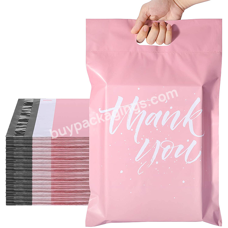 Waterproof Tear-proof Pink Mailing Envelopes With Self Adhesive Shipping Bags With Handle