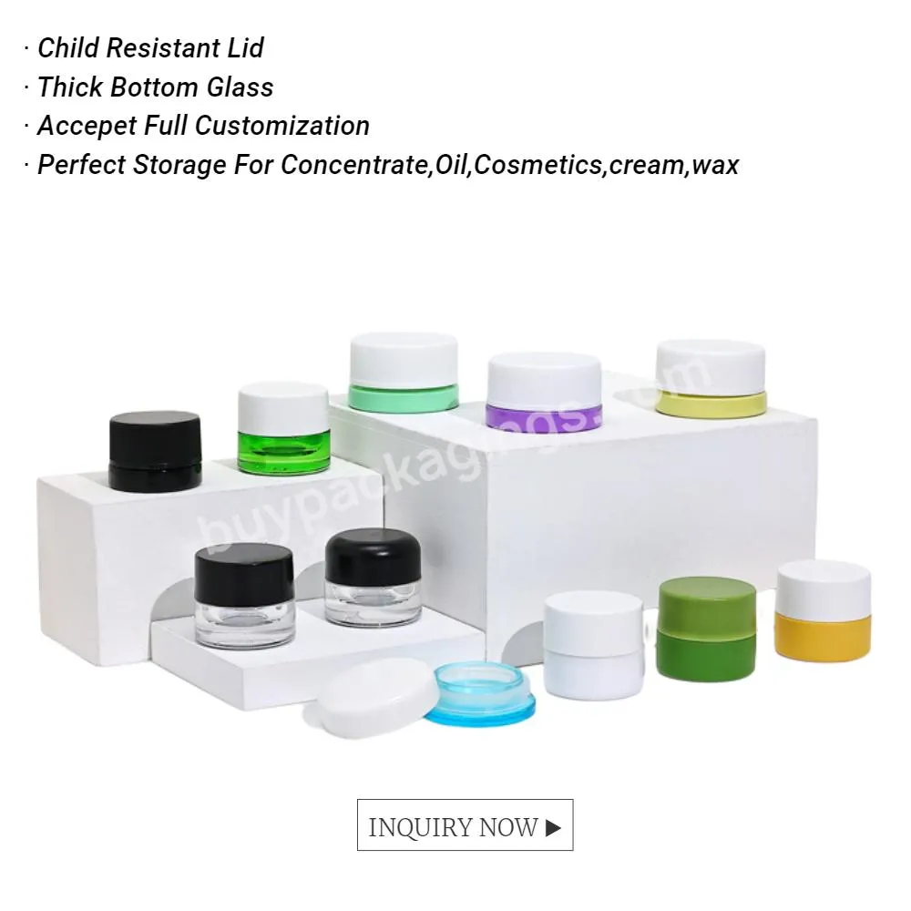 Wholesale 3ml 5ml 7ml 9ml Black Round Wax Square Childproof Concentrate Jar Clear Glass Child Proof Jar With Child Safe Lid - Buy 3ml 5ml 7ml 9ml Child Resistant Concentrate Jar With Lid,Smell Proof Round Small Concentrate Container Jar,Wholesale Cus