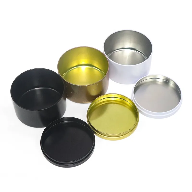 Wholesale 4 Oz 8Oz 16Oz Candle Container With Lid Scent Candle Tin Can For Sale Seamless Gold Candle Tins