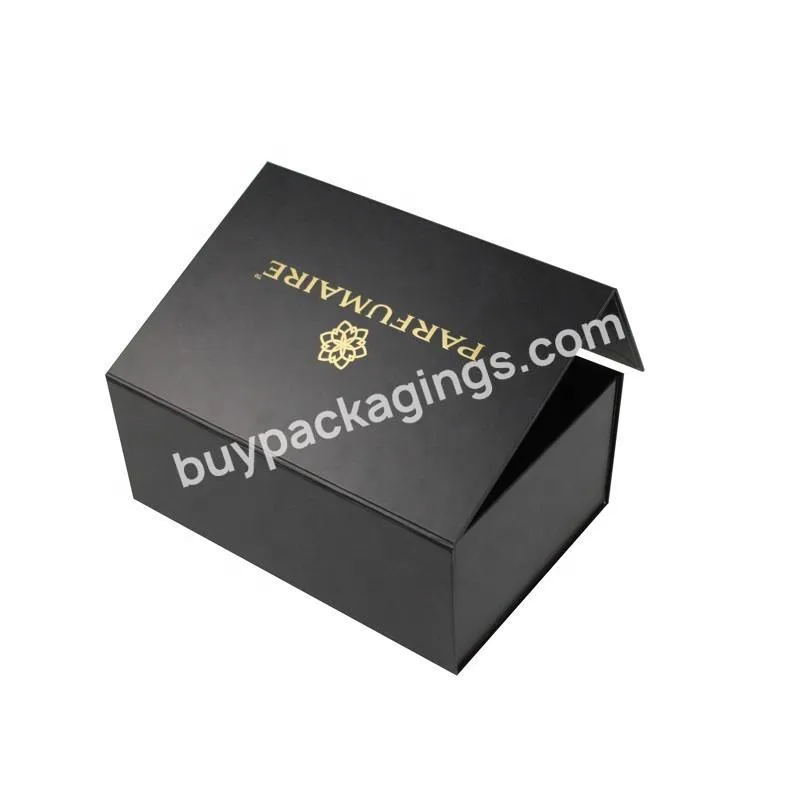 Wholesale Black Card Paper Anti Scratch Folding Magnetic Paper Gift Box With Hot Stamping Logo