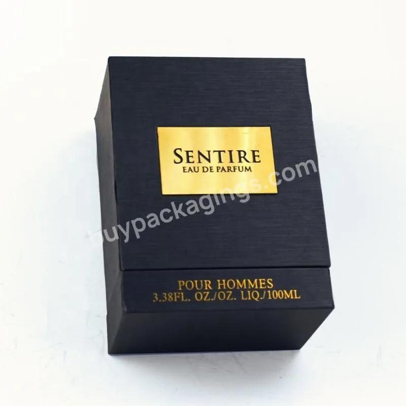 Wholesale Black Hard Paper Packaging Empty Rigid Perfume Boxes Custom Luxury Gift Perfume Lid and base Cosmetic Box