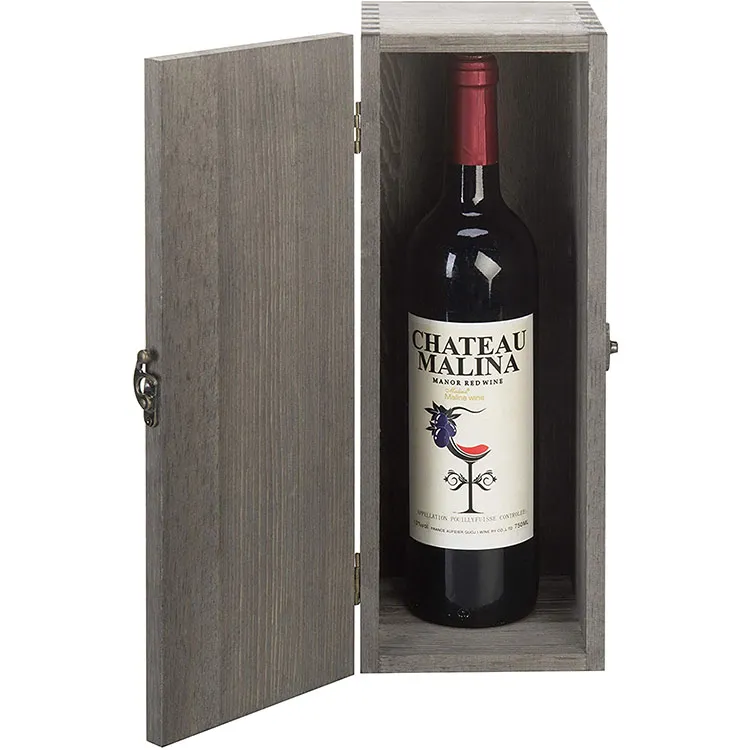 wholesale customized single bottle unfinished  wooden box wine packaging case