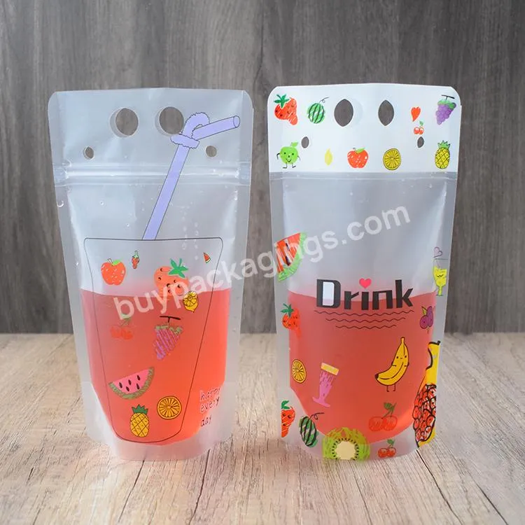 Wholesale Disposable Clear Stand Up Zip Lock Plastic Juice Drink Bag With Straw Hole - Buy Plastic Bags For Drinks,Clear Plastic Drink Bag,Disposable Drinking Bags.