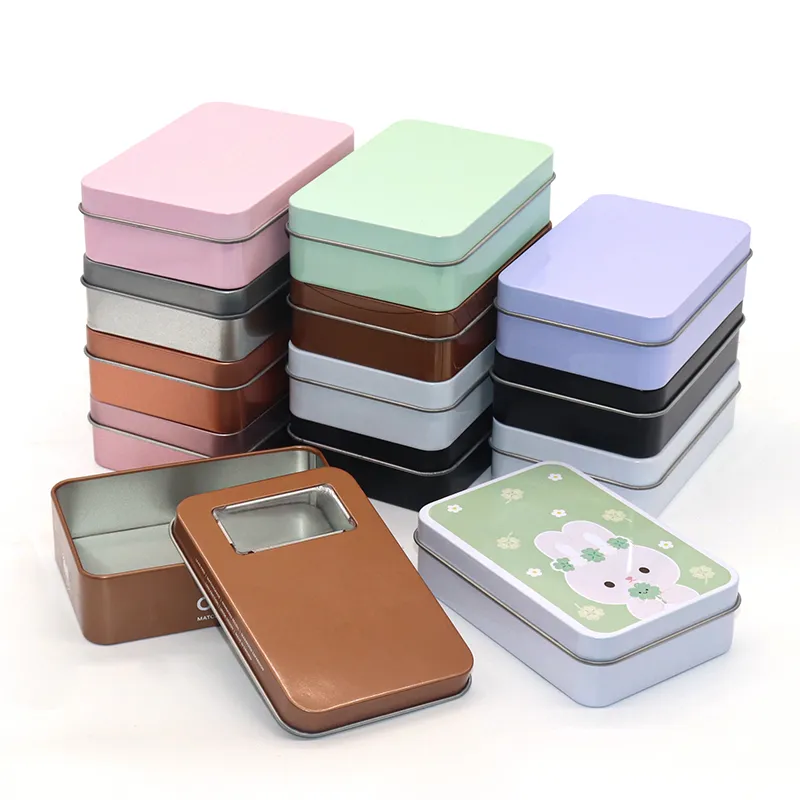 wholesale empty tin can packaging jewelry gift tea cookie biscuit metal rectangular tin boxes customised