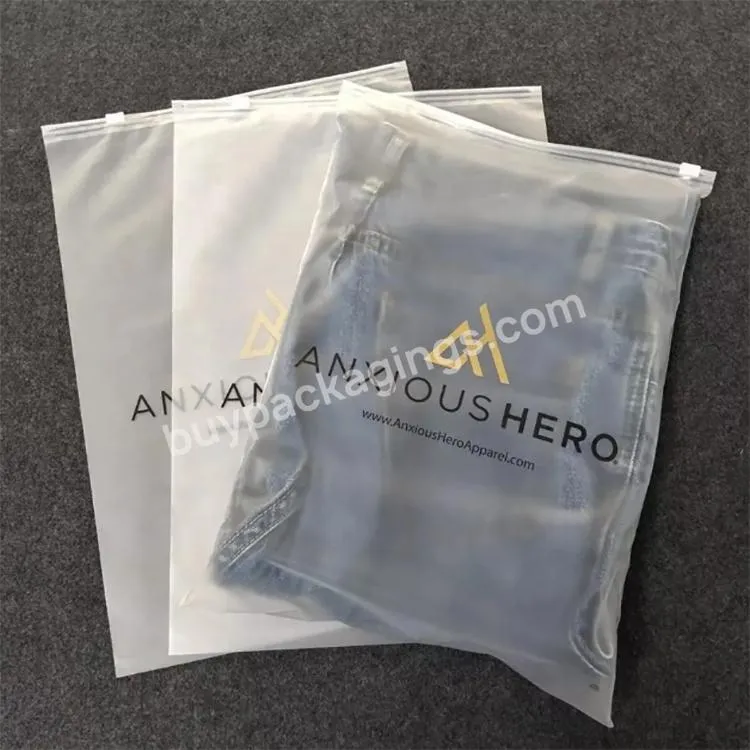 Wholesale Factory Printed Logo Custom Frosted Plastic Zipper Bag For Clothing - Buy Custom Frosted Plastic Zipper Bag,Plastic Zipper Bag For Clothing,Frosted Zipper Bag For Clothing.