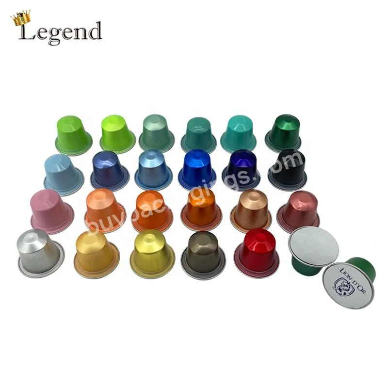 Wholesale Good Price 15ml Custom Empty Aluminum Foil Nespresso Capsule Packaging Silicone Ring 5g Powder Coffee Caosule with Lid