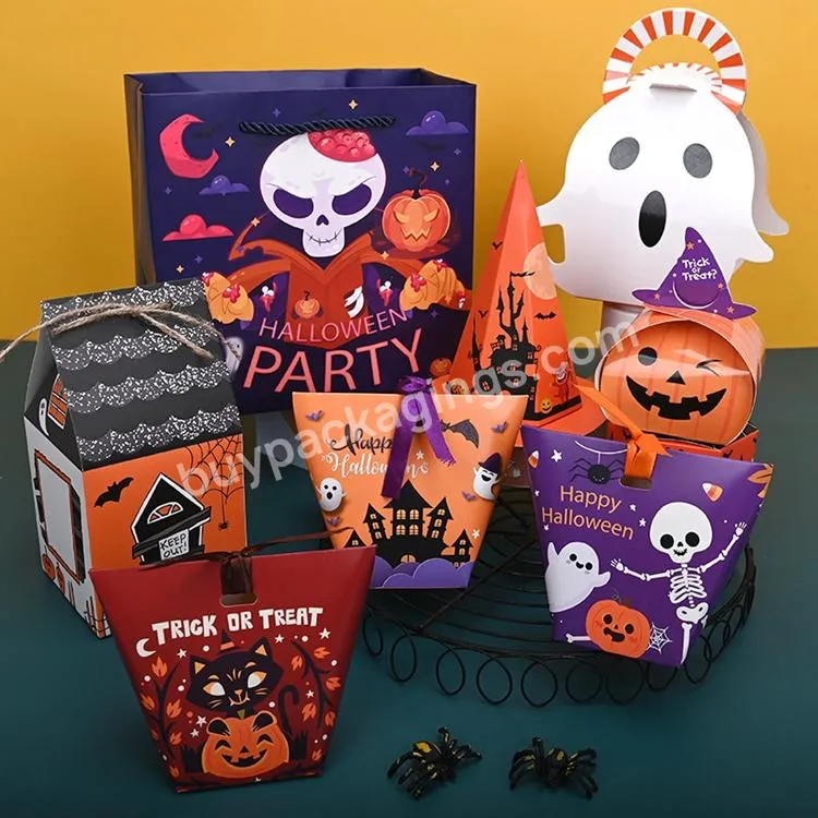 Wholesale Halloween Party Pumpkin Gift Paper Treat Tote Candy Bag