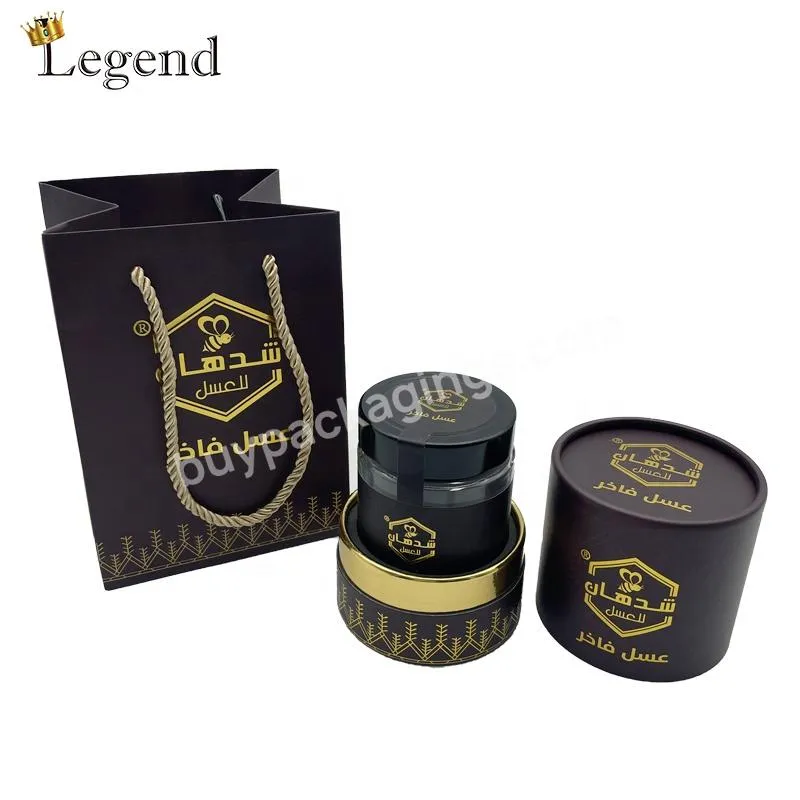 Wholesale High Quality Custom Paperboard Packaging Candles Honey Box Cylinder Gift Tube Box for Honey Jar Bottle with Logo