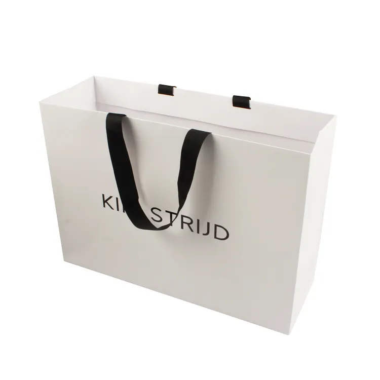 Wholesale Luxury Matte White Gift Shopping Paper Bag With Logo For Clothing Shoes  Custom Packaging Bag