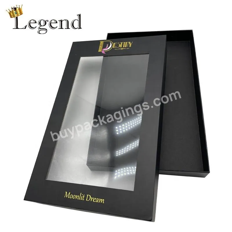 Wholesale Paper Rigid Cardboard Clothing Gift Boxes Black PVC Window Clear Lid Packaging Custom Gift Box