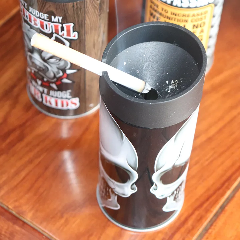 wholesale portable custom pattern metal round ashtray tinplate smoke ashtray tin can