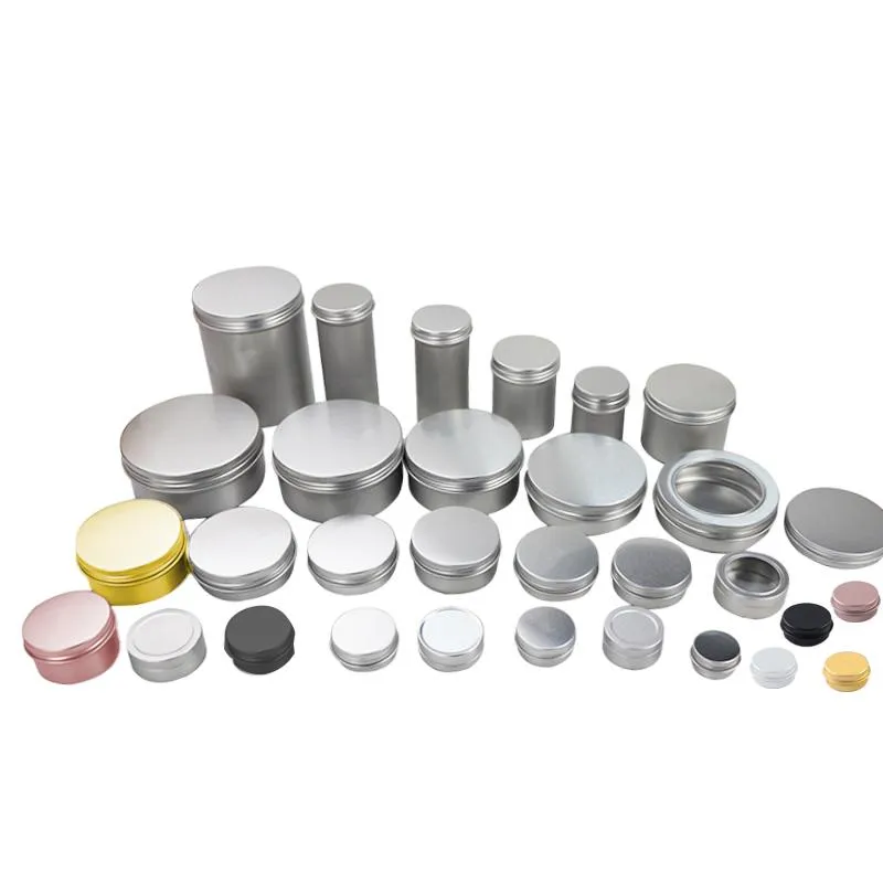 wholesale silverrose goldpinkmatte black 1oz 2oz Screw Lid metal tins round Aluminum Candle Tin Box Tin Jar Gift & Craft