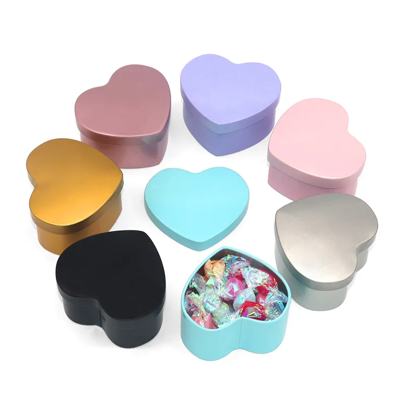 Wholesale Wedding Gift Candy Packaging Heart Tin Can Chocolate Cookie Biscuit Tin Gift Box