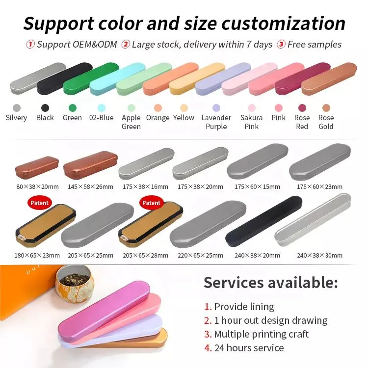 XPD Custom Tinplate Pen Pencil Tin Can Tweezers Packaging Beauty Pedicure Cosmetics Tool Storage Tin Box