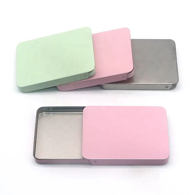 XPD Empty Food Grade Small Herbs Breath Slider Tin Pocket Size Sliding Metal Box Solid Perfume Tin Container