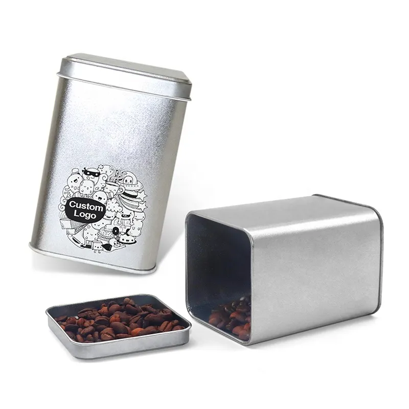 XPD Rectangular Coffee Bean Tin Case Bespoke Metal Tinplate Tea Storage Tin Box For Packaging Food Safe Tin Can