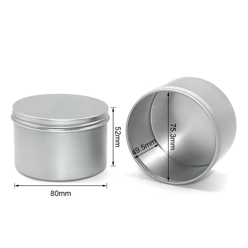 XPD Round Cosmetic Aluminum Candle Jars With Screw Lid Sliver Black Metal Tea Coffee Tin Can Canister Sugar Spice Tin Jar