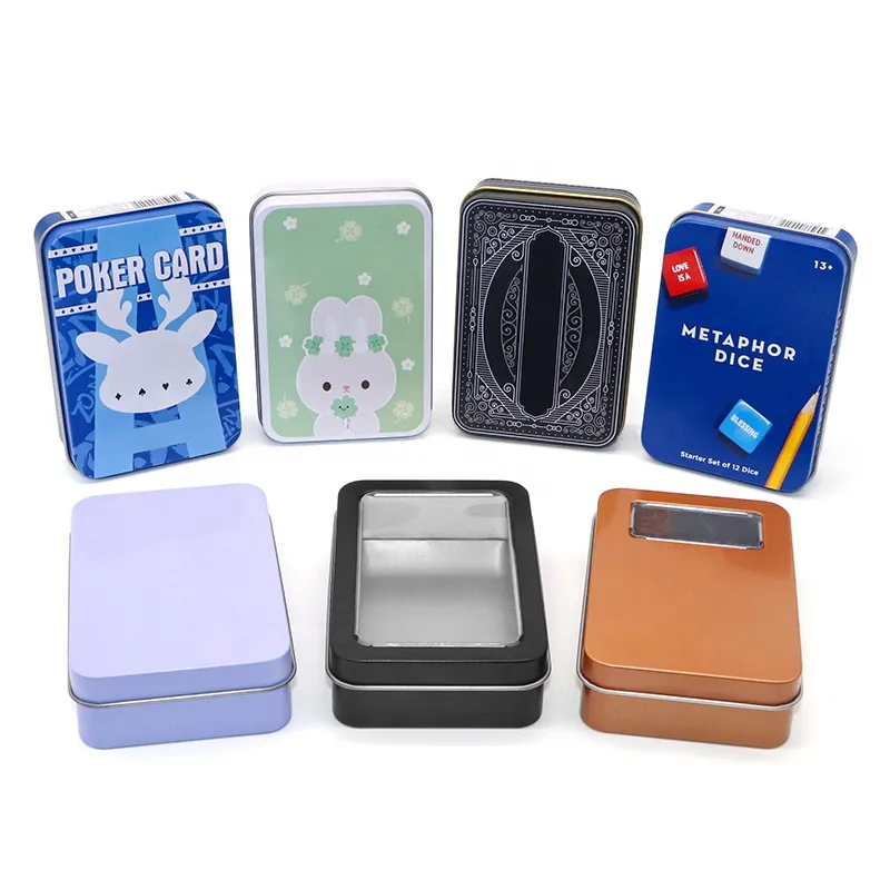 XPD Small Rectangular Playing Card Gift Metal Tin Box Candy Case Mint Jar Child Toy Business Credit Cards Packaging Container