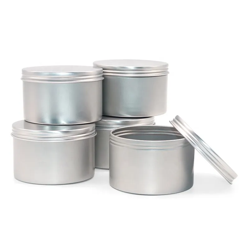 XPD Wholesale 2Oz 4Oz 8Oz Spice Tea Store Aluminum Jar Metal Round Tins Cosmetic Tin Cans With Screw Lids For Candles