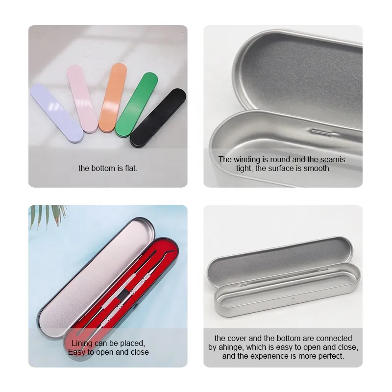 XPD Wholesale Custom Matte Tin Pen Gift Packing Box Tongue Scraper Acne Needle Beauty Tools Box