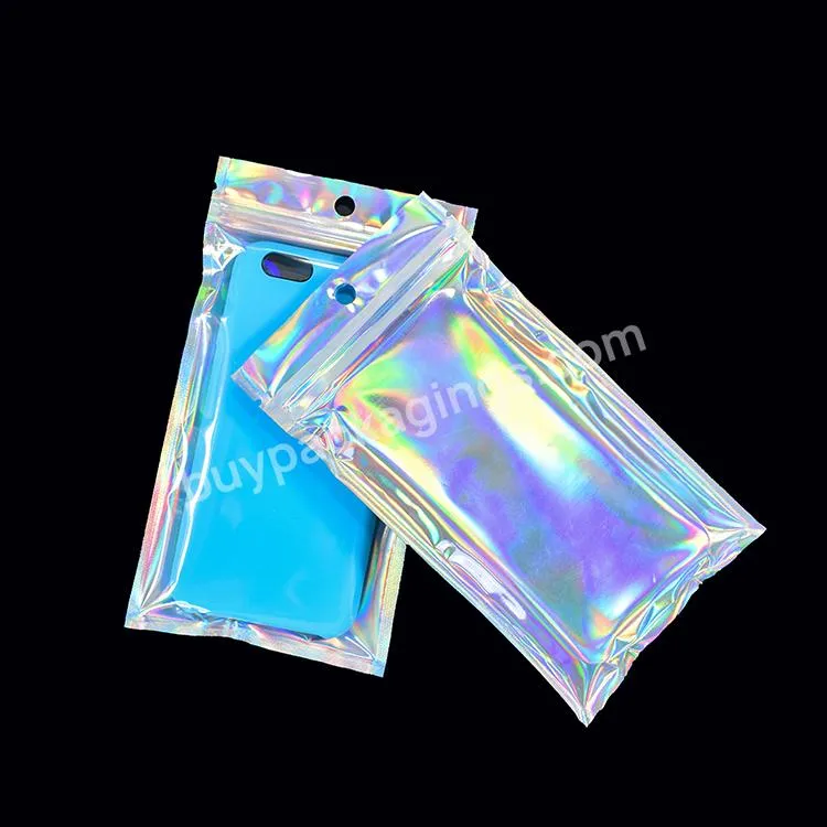 Ylq Resealable Bright Surface Rainbow Color Laser Packaging Zip Lock Silver Mylar Aluminum Foil Plastic Holographic Zipper Bags - Buy Holographic Zipper Bags,Small Laminated Food Packaging Aluminum Foil Mylar Plastic Bags,Resealable Aluminum Foil Hol