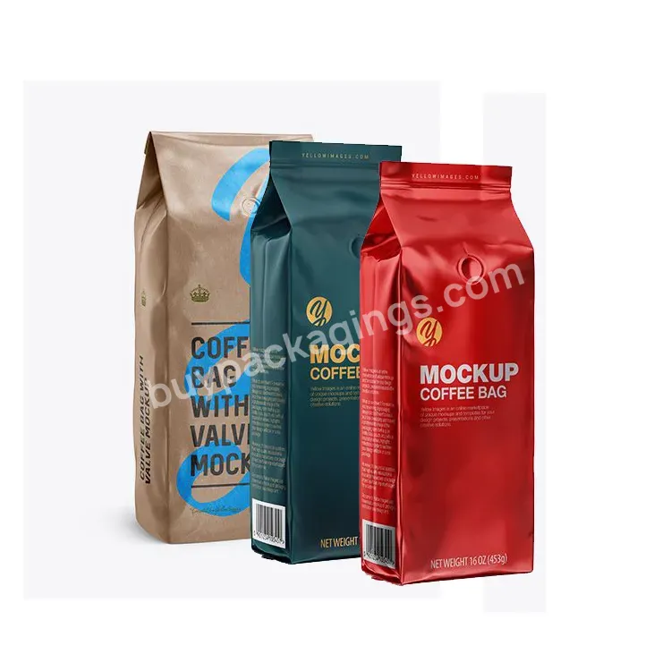 1 5 Lb Valve Vacuum Sealed Empty Tin Tie Coffeebag Eco Friendly Reusable Brown Craft Kraft Paper Bags For Coffee Beans Packaging