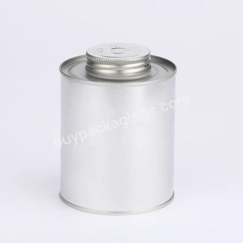 1 Pint/473ml/500g Empty Tin Can For Pvc Glue With Screw Top And Ball Brush - Buy 1 Pint Tin Can,Empty Metal Tin Can,Screw Top Round Tin Cans.