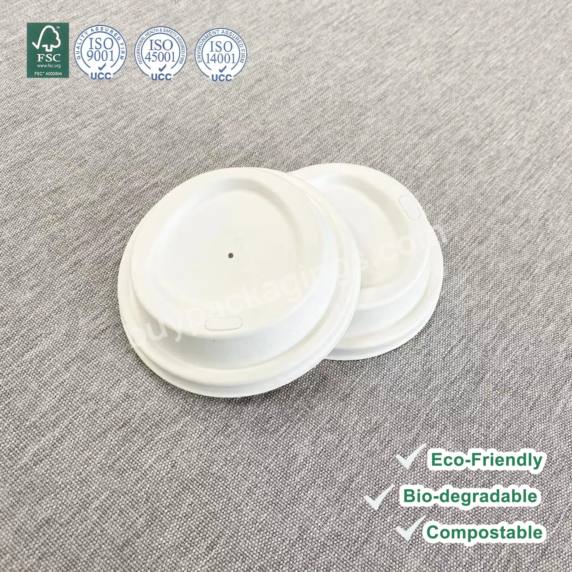 100% Biodegradable Bagasse Sugarcane Fiber Disposable Paper Molded Pulp Coffee Cup Lid Cover