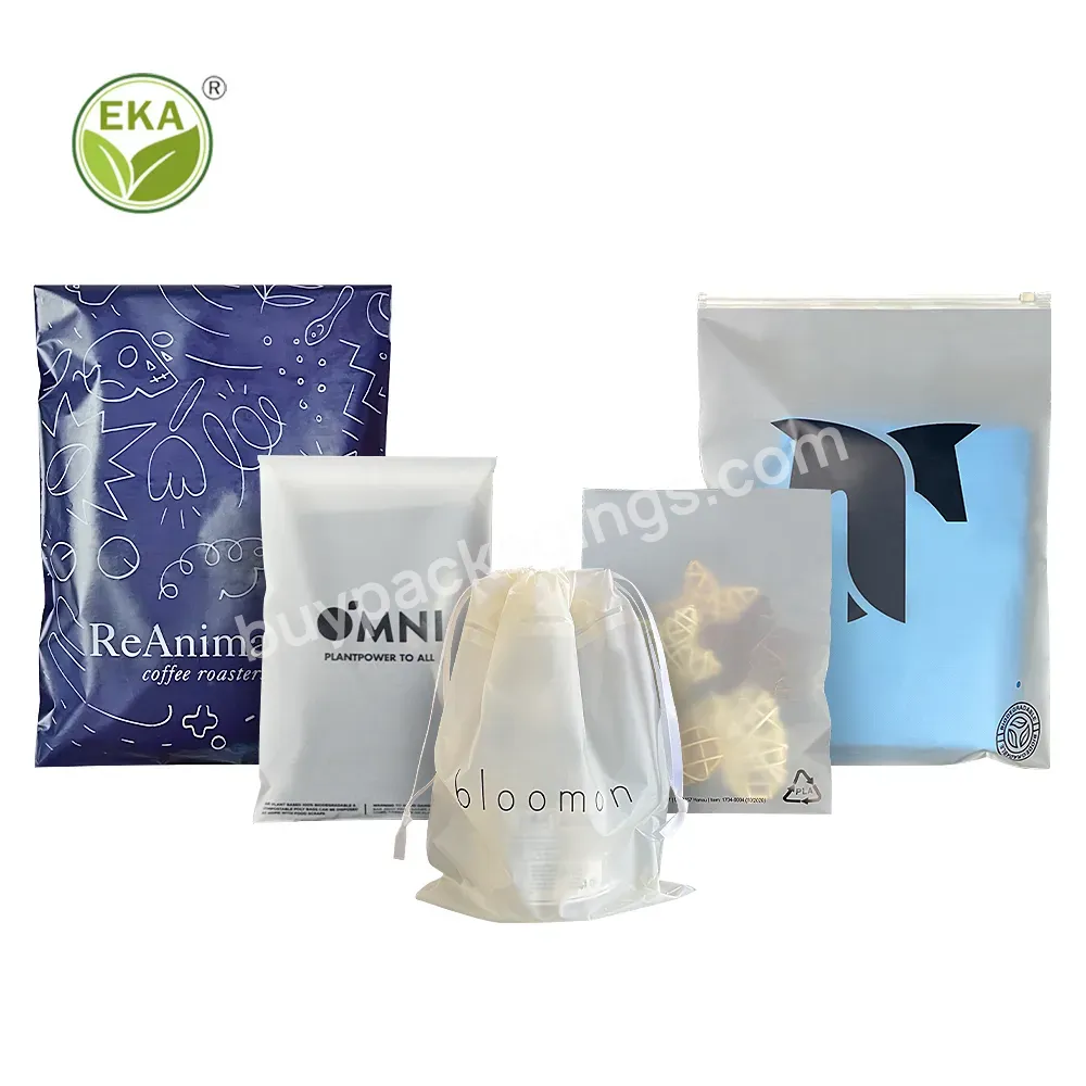100% Compostable Biodegradable Eco Friendly Packaging Sustainable Sock Carry Bag Frosted Drawstring Bag