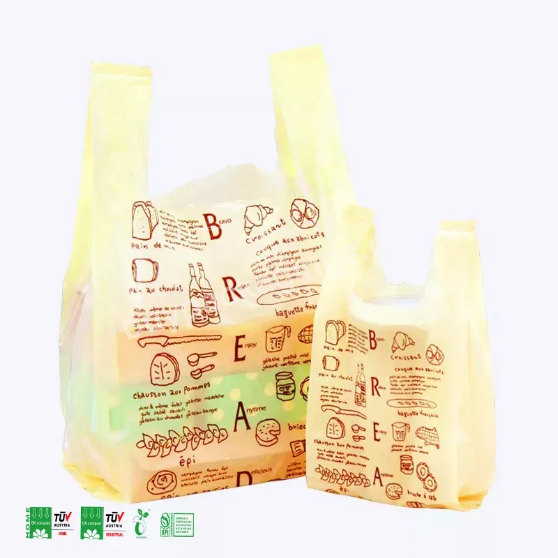 100% Compostable Eco Friendly Grocery Reusable Supermarket Shopping Bags Biodegradable Plastic T-shirt Bag - Buy T-shirt Bag,Plastic T-shirt Bag,Biodegradable T-shirt Bag.
