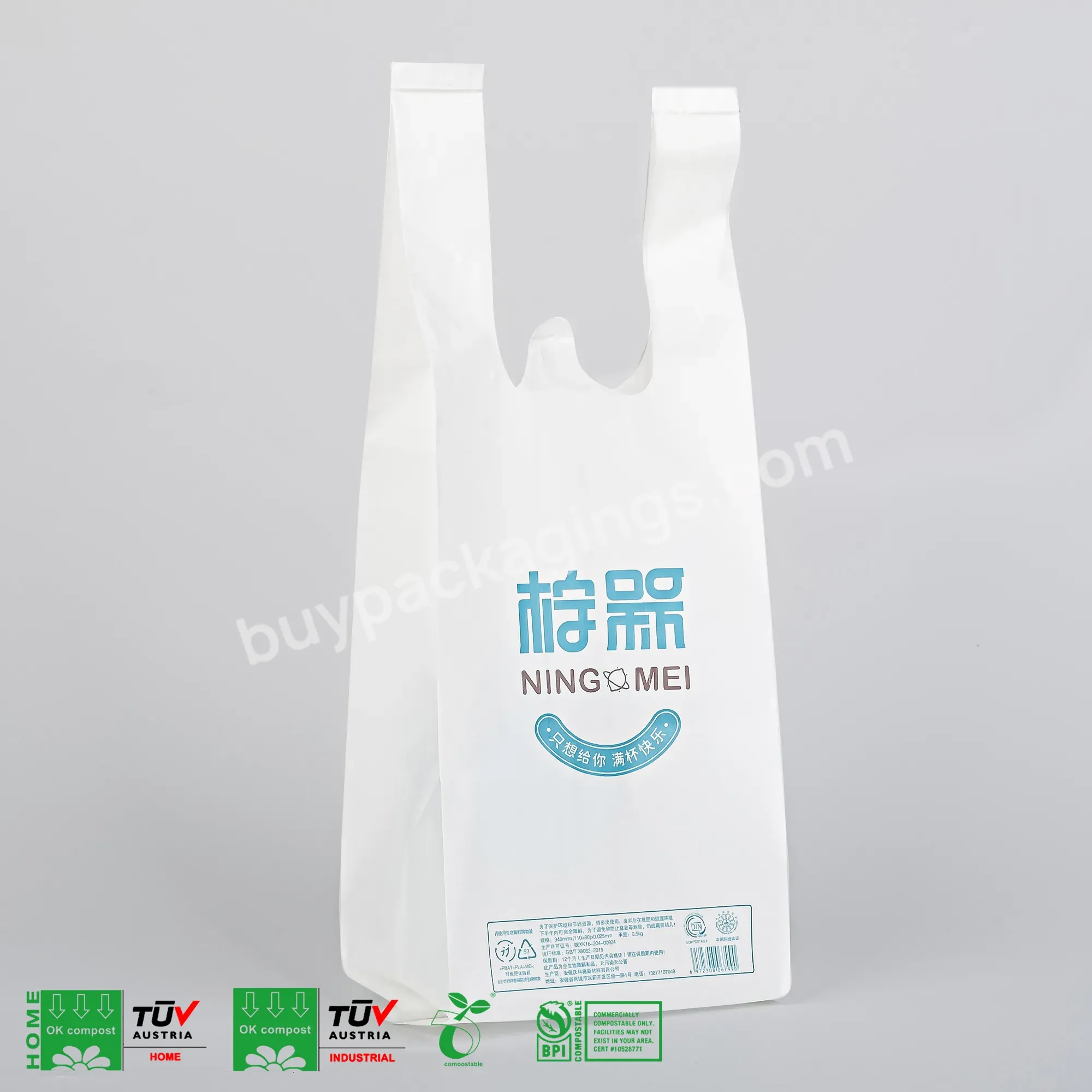 100% Compostable Eco Friendly Grocery Reusable Supermarket Shopping Bags Biodegradable Plastic T-shirt Bag - Buy T-shirt Bag,Plastic T-shirt Bag,Biodegradable T-shirt Bag.