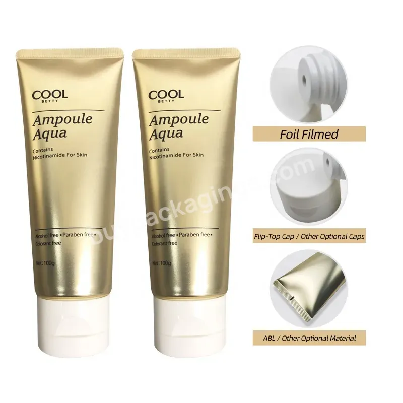 100g Skincare Acrylic Lid Flip Packaging Tube Gold Cosmetic Hand Cream Body Lotion Plastic Aluminum Pcr Squeeze Tube
