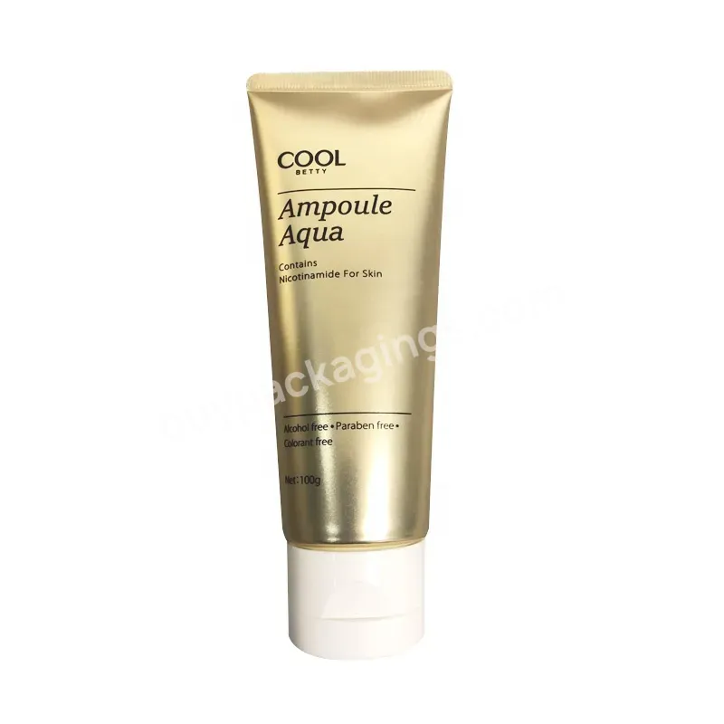 100g Skincare Acrylic Lid Flip Packaging Tube Gold Cosmetic Hand Cream Body Lotion Plastic Aluminum Pcr Squeeze Tube
