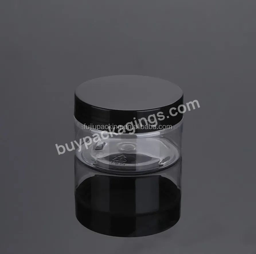 100ml 150ml 200ml 250ml 300ml Clear Pet Plastic Cream Jar With White And Black Lid For Skin Care - Buy Clear Pet Jar,Black Lid Jar Pet,Pet Cream Jar Withe White Lid.