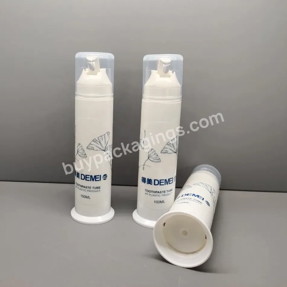 100ml Toothpaste Bottle Empty Plastic White Pump Sprayer Personal Care Hot Stamping For Cosmetic Packaging - Buy Toothpaste Bottle,100ml Empty Plastic Airless Bottle,Cosmetic Packaging.