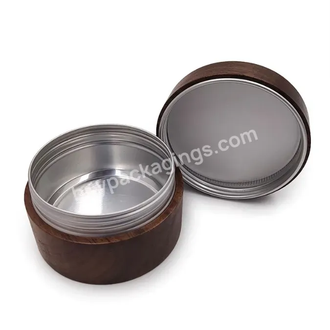 10g-100g Wholesale Round Bamboo Wood Cream Jar Portable Aluminum Essential Oil Bamboo Jar For Mask With Bamboo Lid