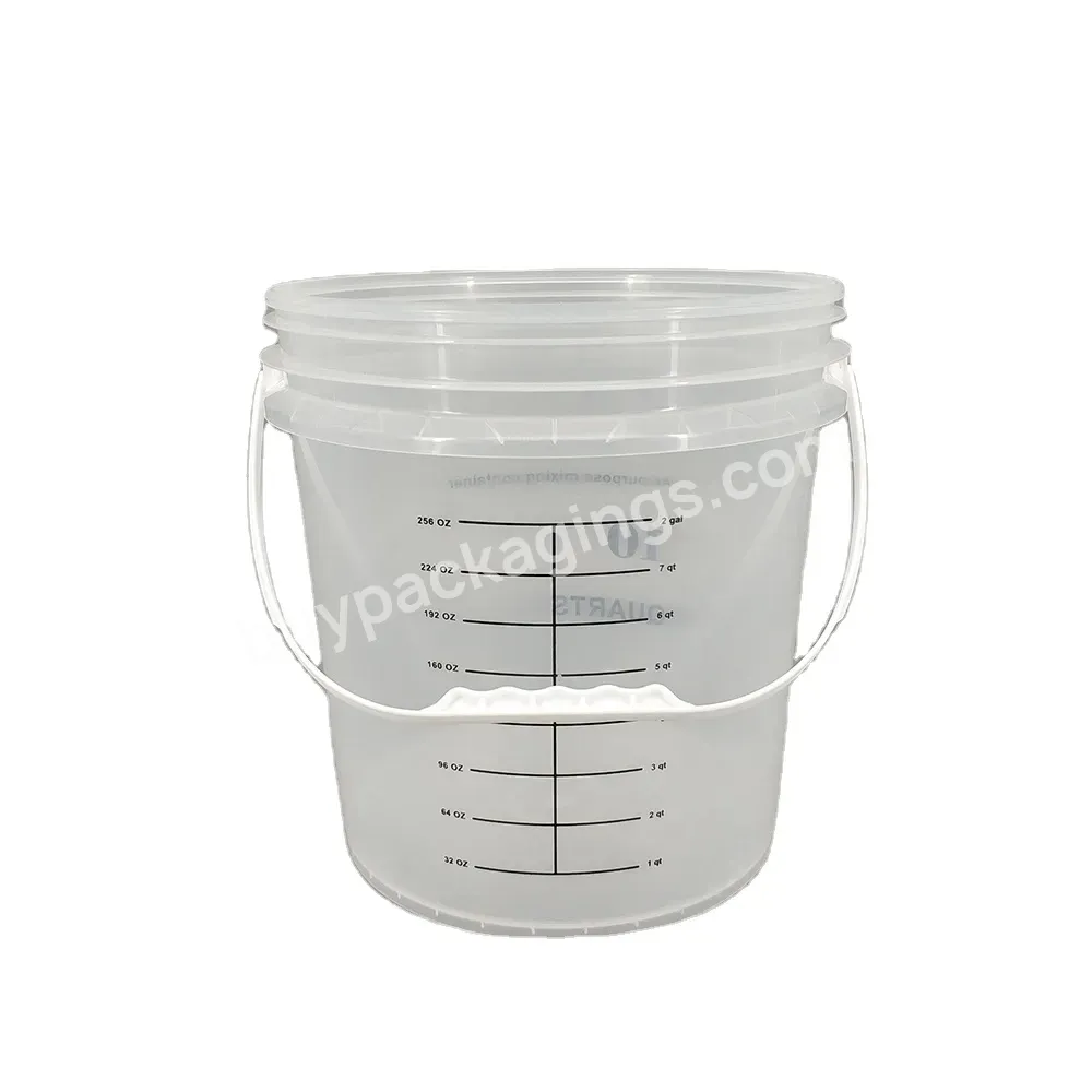 10l Transparent Customized With Scale Plastic Bucket With Handle And Lid - Buy Transparent,With Scale,With Handle And Lid.