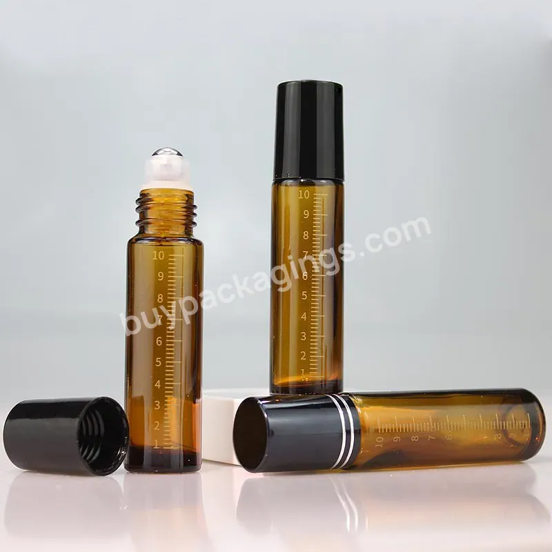 10ml Amber Scale Line Essential Oil Bottle 10ml Brown Thick Wall Roll On Glass Bottles Rollon Perfume Bottles - Buy Essential Oil Roll Bottle,Roll On Glass Bottle,10ml Roll On Bottle.