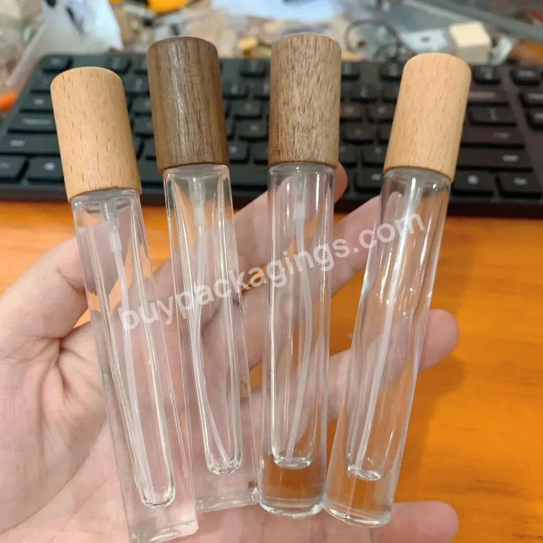 10ml Cylindrical Sample Sub Packed Perfume Bottle 10ml Square Wooden Cover Perfume Spray Bottle 15ml Square