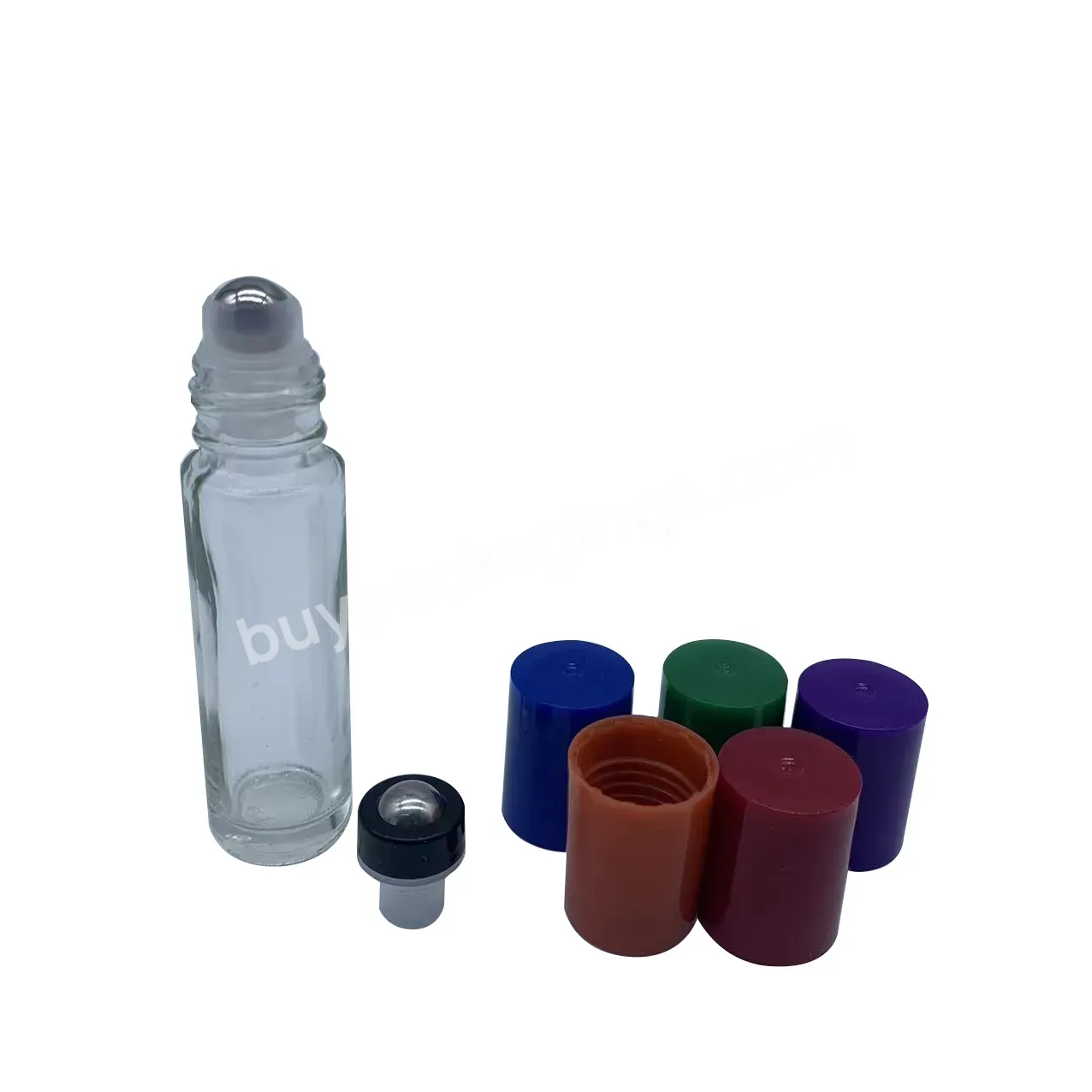 10ml Thick Bottom Empty Clear Glass Lip Essential Oil Roller Bottles With Black Rim Roller And Colorful Plastic Pp Cap - Buy 10ml Thick Glass Essential Oil Roll On Bottle,Roll On Glass Bottle With Black Rim Metal Roller,Glass Bottles With Cap For Ess