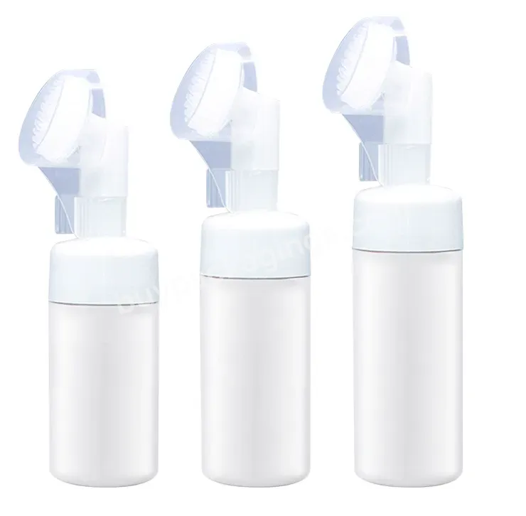 120ml Plastic Cosmetic Facial Cleanser Foam Soap Dispenser Bottle With Brush For Face Wash - Buy Cleansing Mousse Bottle 120ml,Face Wash Dispensing Bubble Bottle Foam Bottle,Foam Bottle Silicone Brush Head.