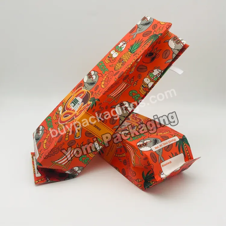 12oz 340g Food Grade Biodegradable Custom Print Logo Aluminum Foil Paper Pouch With Tin Tie