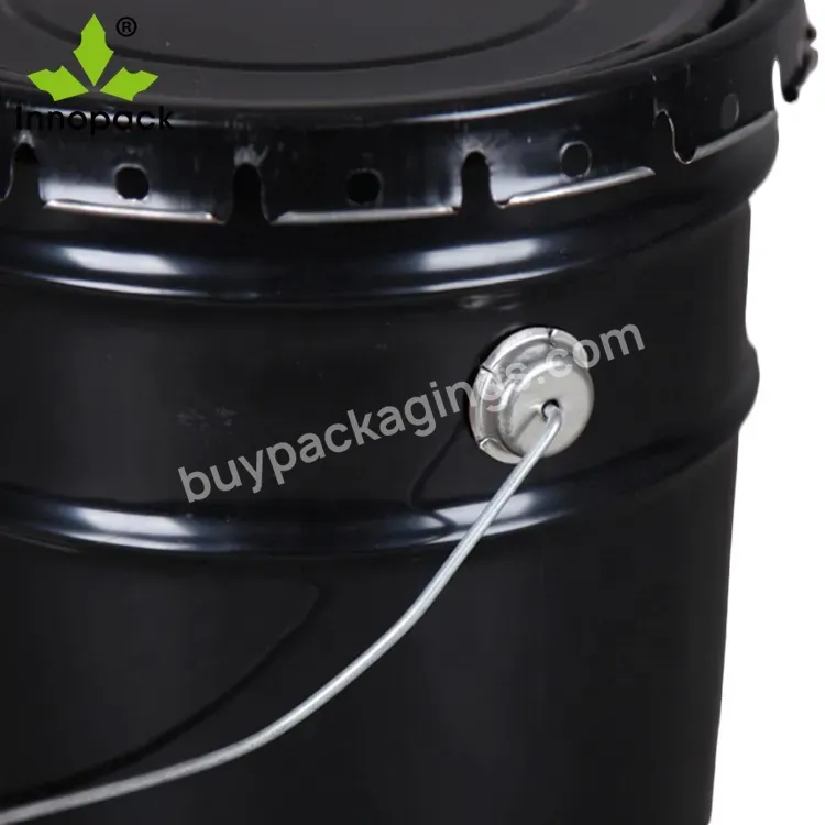 13l Tin Can Round Metal Black Bucket With Flower Lid - Buy Steel Bucket,20 Liter Paint Bucket,Stainless Steel Bucket.