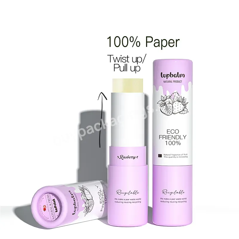 14g Custom Printed Lip Balm Container Twist Up Recyclable Cosmetic Paper Jar Cardboard Tube Packaging Manufacturer - Buy Cosmetic Tube,Lip Balm Jar,Recyclable Packaging.