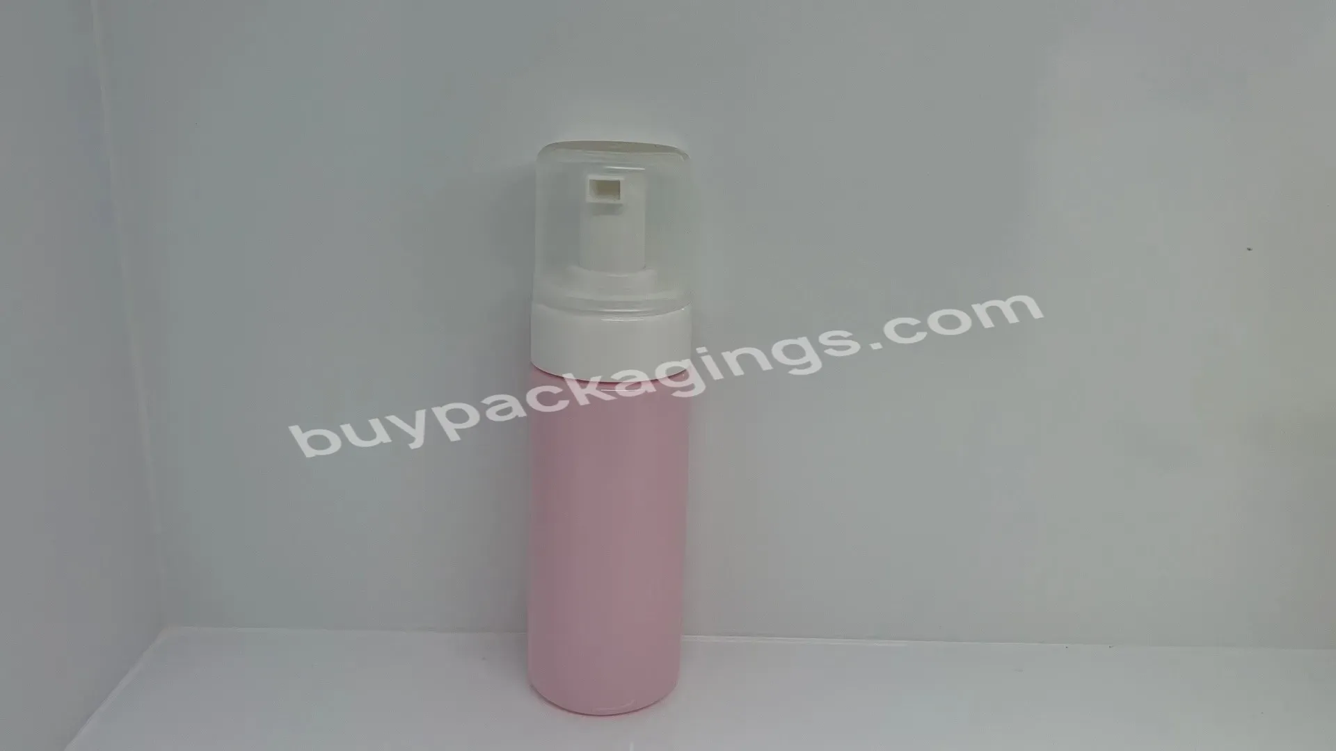 150ml Pink Frosted Mousse Bottle Pet Plastic With Lid Cleansing Foam Bottle - Buy Plastic Empty Bottle,Portable.