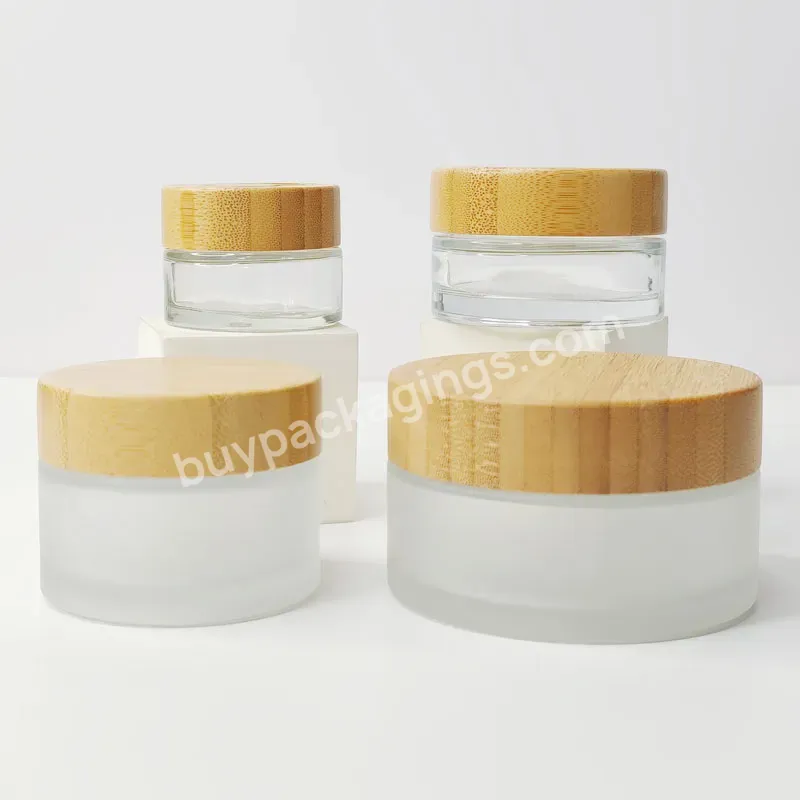 15g 30g 50g 100g Cosmetic Packaging Facial Cream Lotion Skincare Container Glass Jar With Bamboo Lid