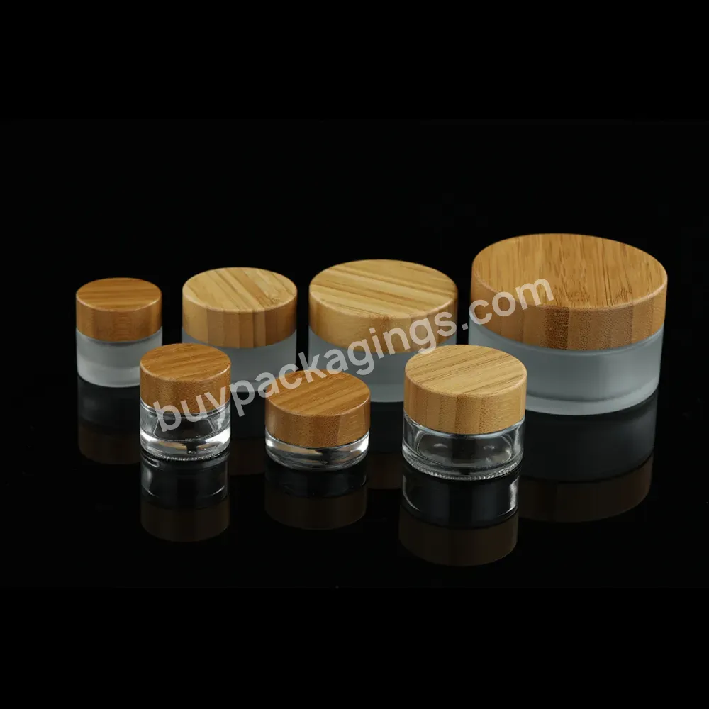 15ml 30ml 50ml 100ml Environmental Bamboo Lid Frosted Glass Jar Empty Cosmetic Container Cream Glass Jars - Buy Glass Cosmetic Jar With Bamboo Lid,Glass Cream Jar,50g Frosted Clear Glass Jar Bamboo Lid Cosmetic Cream Bottle Glass Packaging Bottles Wi